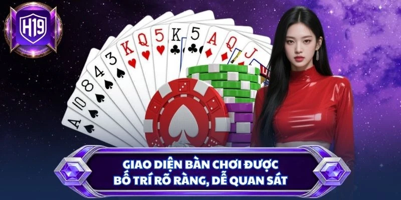 Giao diện bàn chơi được bố trí rõ ràng, dễ quan sát